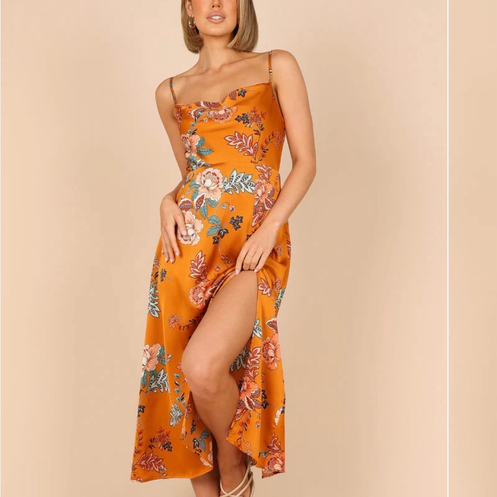 Petal and Pup Doriah Tan dress size 8 floral cowl neck Alexandra wedding